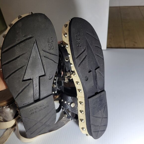 A.S.98 metal rock stud leather wrap platform sandals size 7 - Picture 11 of 12